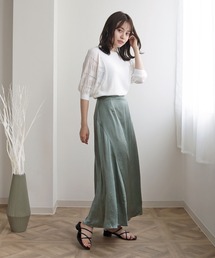 HER CLOSET | 【TwentyThree】シワ加工サテンフレアスカート(スカート)