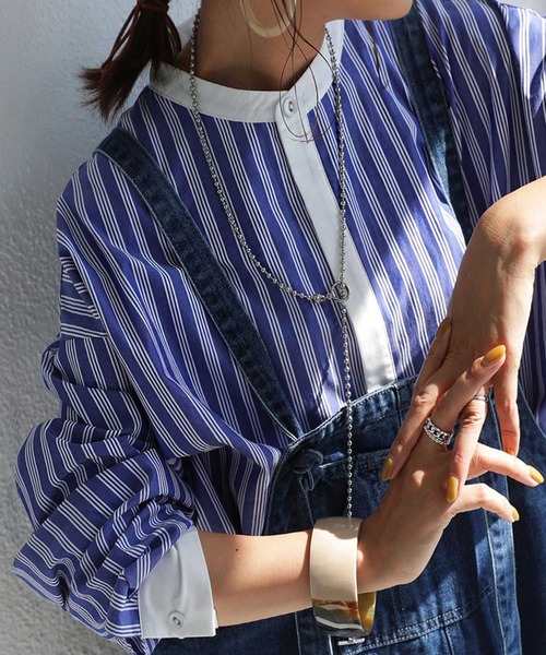 antiqua(アンティカ)の「ストライプシャツ(シャツ/ブラウス・レディース・ブルー・FREE)」の16枚目の写真