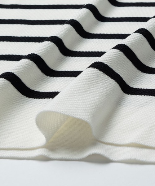 オーガニックコットン JENNE Vネックボーダーニット（ニット