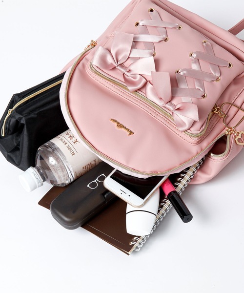 価格相談可‼️ノベルティ リュック ゴールド金具　ツィード ピンク❤️ 価格相談可‼️ノベルティ リュック ゴールド金具 ツィード ピンク