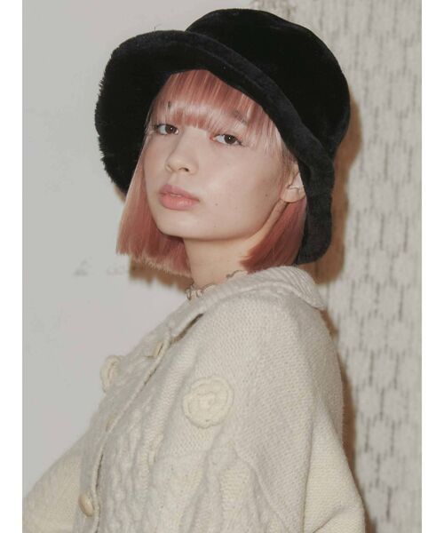 merry jenny（メリージェニー）の「eco fur hat（ハット・レディース・ブラック/カーキ・FREE）」の4枚目の写真