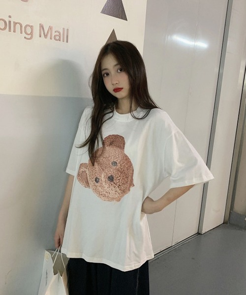 Bifrost(ビフレスト)の「クマプリントTシャツ(Tシャツ/カットソー・レディース・ホワイト/ブラック・F)」の2枚目の写真