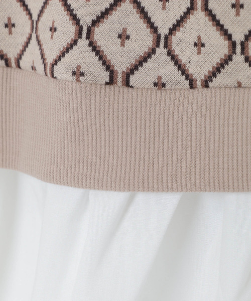 VENCEEXCHANGE（ヴァンスエクスチェンジ）の「幾何学ドッキングボリューム袖シャツ　フェイクレイヤード/時短アイテム/（シャツ/ブラウス・レディース・ブラック/ベージュ・M）」の6枚目の写真