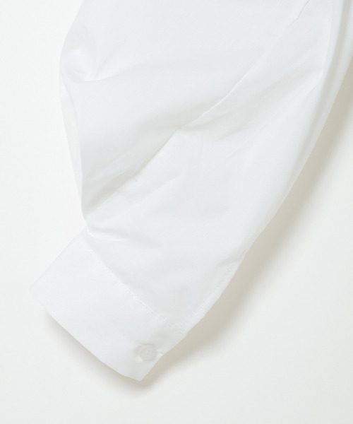 VENCEEXCHANGE（ヴァンスエクスチェンジ）の「幾何学ドッキングボリューム袖シャツ　フェイクレイヤード/時短アイテム/（シャツ/ブラウス・レディース・ブラック/ベージュ・M）」の8枚目の写真