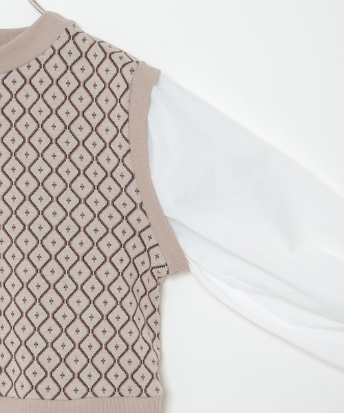 VENCEEXCHANGE（ヴァンスエクスチェンジ）の「幾何学ドッキングボリューム袖シャツ　フェイクレイヤード/時短アイテム/（シャツ/ブラウス・レディース・ブラック/ベージュ・M）」の9枚目の写真