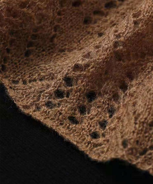 FRP（エフアールピー）の「モヘアタッチ透かし編み柄ニット ×  シアーインナー  Set Up（ニット/セーター・レディース・グレー/モカ/ライトグレー・FREE）」の10枚目の写真