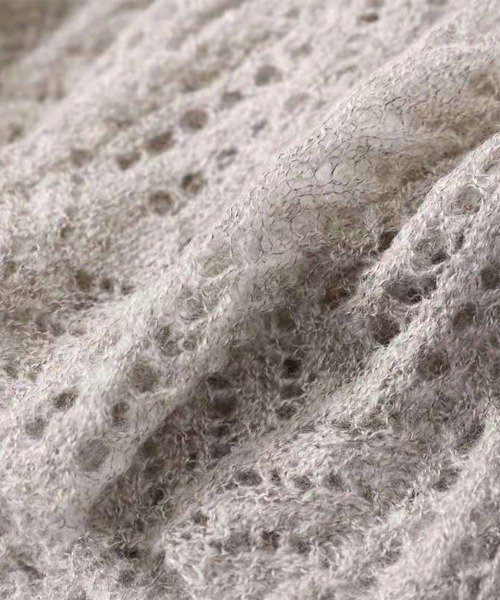 FRP（エフアールピー）の「モヘアタッチ透かし編み柄ニット ×  シアーインナー  Set Up（ニット/セーター・レディース・グレー/モカ/ライトグレー・FREE）」の13枚目の写真