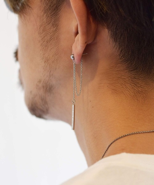 LHME（エルエイチエムイー）の「LHME チェーンピアス/サージカルステンレス316L（金属アレルギー対応）（ピアス（片耳用）・メンズ・シルバー・ONE SIZE）」の11枚目の写真