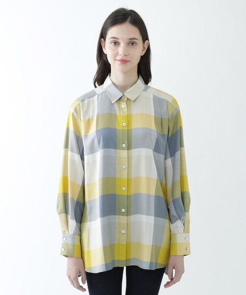 土日限定値下げ！クレストブリッジ　クレストブリッジチェックエアリーツイルブラウス BLUE LABEL CRESTBRIDGE（ブルーレーベルクレストブリッジ）の