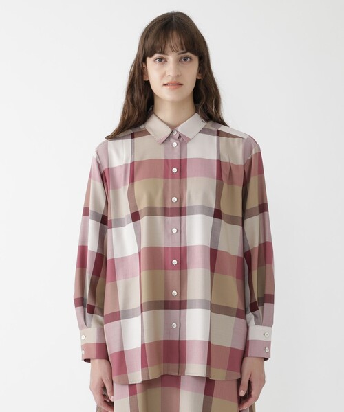 【クレストブリッジ】チェックエアリーツイルブラウス BLUE LABEL CRESTBRIDGE（ブルーレーベルクレストブリッジ）の
