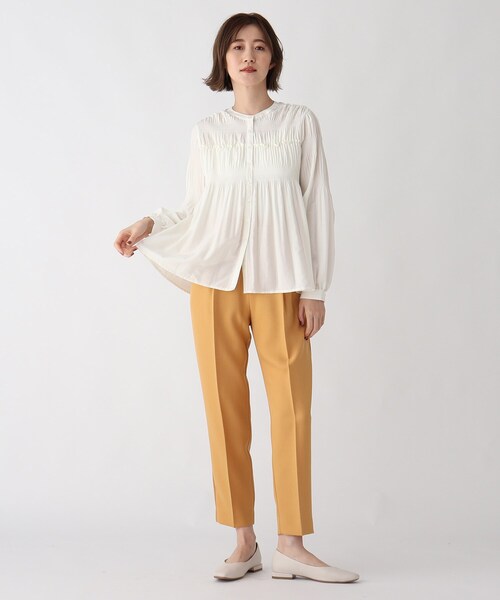 AG by aquagirl（エージーバイアクアガール）の「◆マジョリカプリーツバンドカラーブラウス【WEB限定サイズ】（シャツ/ブラウス・レディース・ホワイト系/ネイビー・36/38/40）」の9枚目の写真