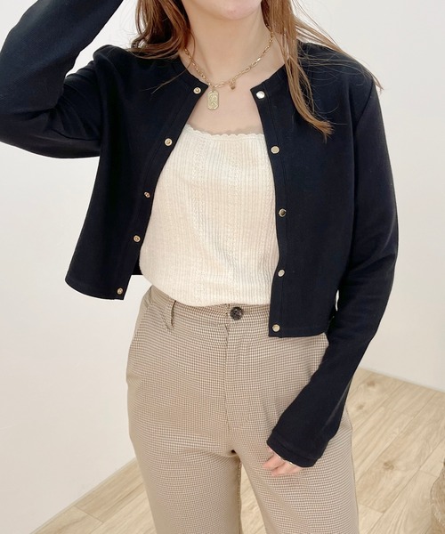 apres jour clair（アプレジュールクレア）の「【apres jour clair】バイカラースナップボタンカーデ【ZOZOTOWN限定アイテム】（Tシャツ/カットソー・レディース・ブラウン系その他/ナチュラル/アイボリー/ブラック・フリー/X-LARGE）」の9枚目の写真