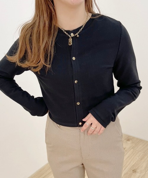 apres jour clair（アプレジュールクレア）の「【apres jour clair】バイカラースナップボタンカーデ【ZOZOTOWN限定アイテム】（Tシャツ/カットソー・レディース・ブラウン系その他/ナチュラル/アイボリー/ブラック・フリー/X-LARGE）」の12枚目の写真