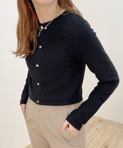 apres jour clair（アプレジュールクレア）の「【apres jour clair】バイカラースナップボタンカーデ【ZOZOTOWN限定アイテム】（Tシャツ/カットソー・レディース・ブラウン系その他/ナチュラル/アイボリー/ブラック・フリー/X-LARGE）」の13枚目の写真