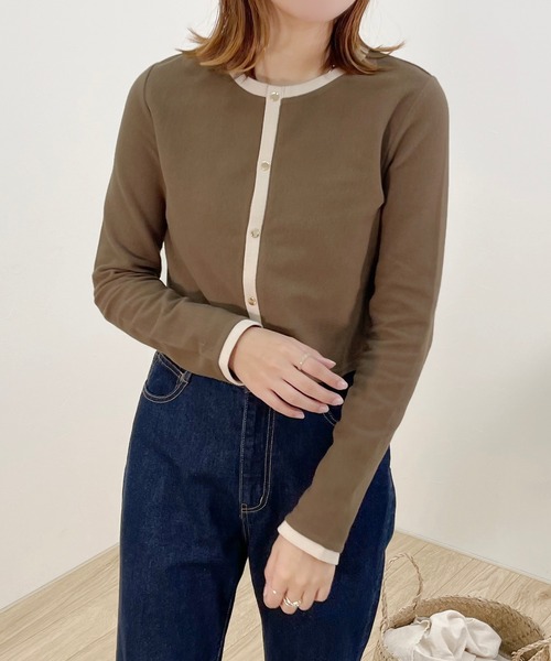 apres jour clair（アプレジュールクレア）の「【apres jour clair】バイカラースナップボタンカーデ【ZOZOTOWN限定アイテム】（Tシャツ/カットソー・レディース・ブラウン系その他/ナチュラル/アイボリー/ブラック・フリー/X-LARGE）」の21枚目の写真