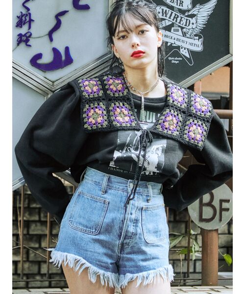 jouetie（ジュエティ）の「タックスリーブプルオーバー（スウェット・レディース・ブラック/ブルー/ベージュ・MEDIUM）」の2枚目の写真