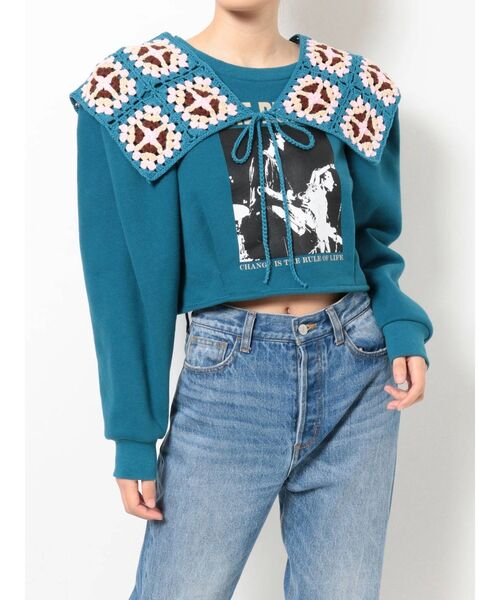 jouetie（ジュエティ）の「タックスリーブプルオーバー（スウェット・レディース・ブラック/ブルー/ベージュ・MEDIUM）」の4枚目の写真