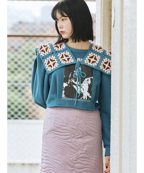 jouetie（ジュエティ）の「タックスリーブプルオーバー（スウェット・レディース・ブラック/ブルー/ベージュ・MEDIUM）」の5枚目の写真