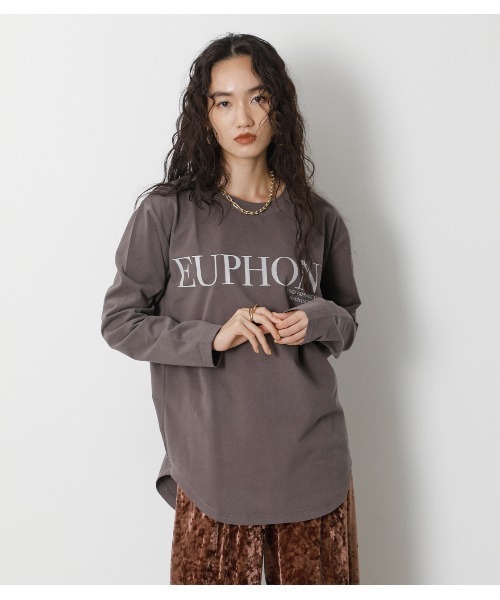crie conforto(クリーコンフォルト)の「EUPHONY ロゴロンT(Tシャツ/カットソー・レディース・ブラック/ベージュ/グリーン・SMALL/MEDIUM)」の1枚目の写真