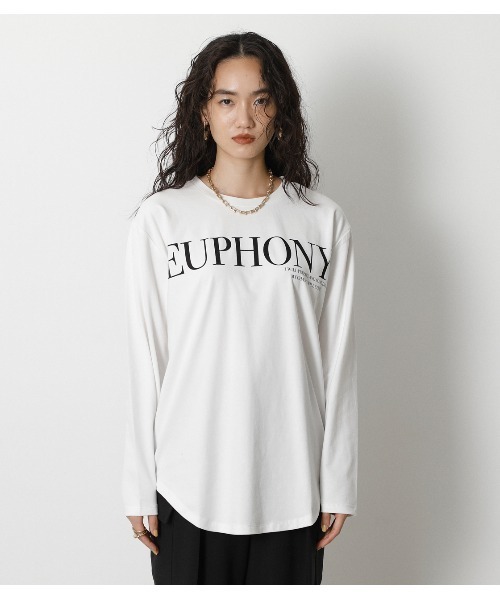 crie conforto(クリーコンフォルト)の「EUPHONY ロゴロンT(Tシャツ/カットソー・レディース・ブラック/ベージュ/グリーン・SMALL/MEDIUM)」の11枚目の写真