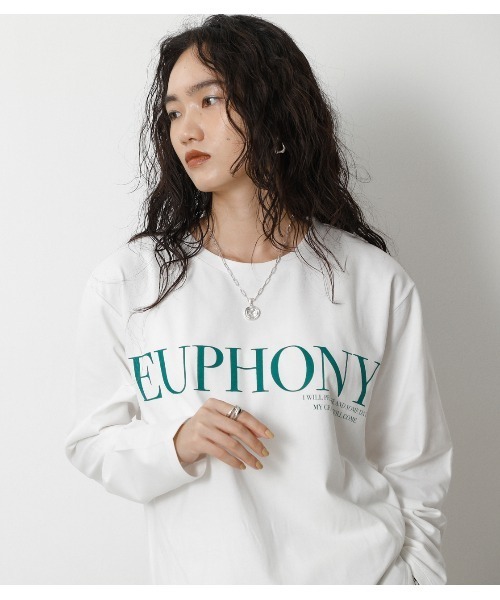 crie conforto(クリーコンフォルト)の「EUPHONY ロゴロンT(Tシャツ/カットソー・レディース・ブラック/ベージュ/グリーン・SMALL/MEDIUM)」の9枚目の写真