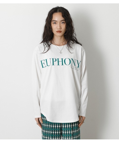 crie conforto(クリーコンフォルト)の「EUPHONY ロゴロンT(Tシャツ/カットソー・レディース・ブラック/ベージュ/グリーン・SMALL/MEDIUM)」の12枚目の写真