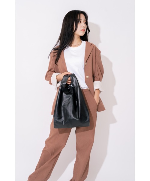 DEVICE+(デバイスプラス)の「DEVICE+ フェイクレザー シンプル ショッパー トート ショルダーバッグ(ショルダーバッグ・レディース・ブラック・FREE)」の3枚目の写真