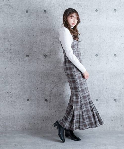 clear（クリア）の「チェック柄マーメイドキャミワンピース