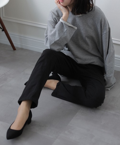 ElegChic(エレグシック)の「ウエストリブツイルサルエルパンツ(チノパンツ・レディース・ブラック/ベージュ/カーキ・MEDIUM/LARGE/X-LARGE/XX-LARGE/XXX-LARGE)」の7枚目の写真