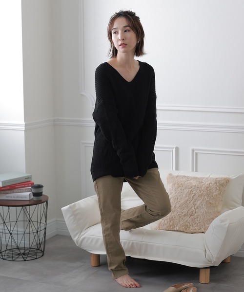 ElegChic(エレグシック)の「ウエストリブツイルサルエルパンツ(チノパンツ・レディース・ブラック/ベージュ/カーキ・MEDIUM/LARGE/X-LARGE/XX-LARGE/XXX-LARGE)」の11枚目の写真
