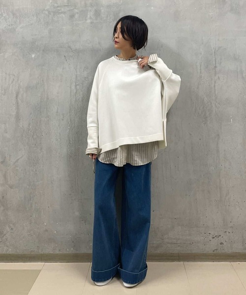 BEARDSLEY（ビアズリー）の「ダンボールビッグカットソー（Tシャツ/カットソー・レディース・ライトグレー/ブラック/ホワイト・FREE）」の20枚目の写真