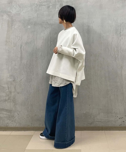 BEARDSLEY（ビアズリー）の「ダンボールビッグカットソー（Tシャツ/カットソー・レディース・ライトグレー/ブラック/ホワイト・FREE）」の16枚目の写真