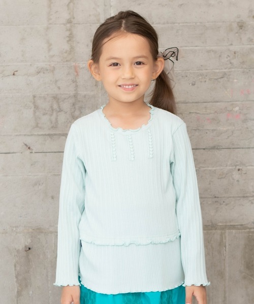 RAGMART（ラグマート）の「テレコTシャツ（Tシャツ/カットソー・キッズ・ピンク/グリーン/オフホワイト・130cm/100cm/120cm/110cm）」の3枚目の写真