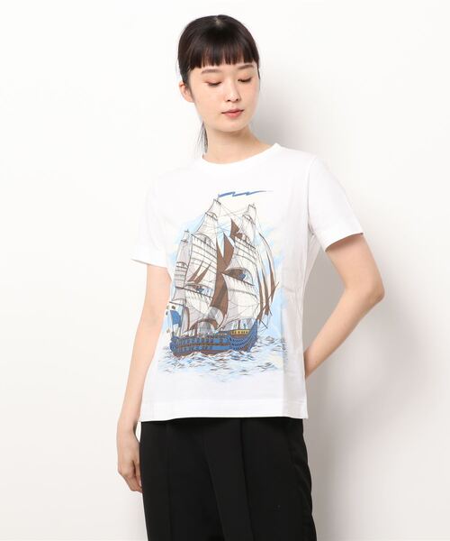 半袖L セール】 ストライプ半袖ボートネックブラウス （シャツ