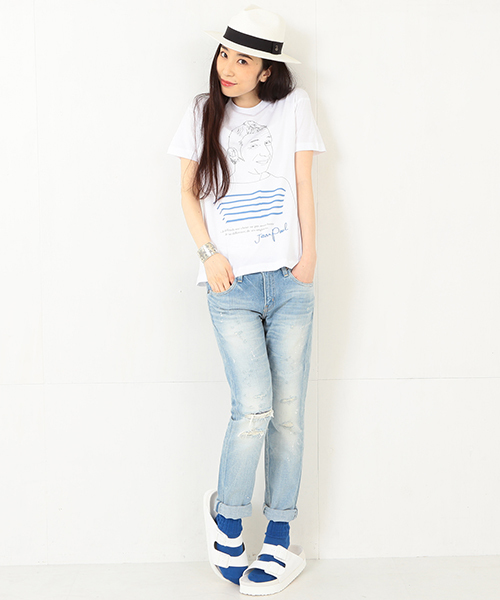 Ray BEAMS（レイビームス）の「Maison Seine / JeanPaul T（Tシャツ/カットソー・レディース・ホワイト・ONE SIZE）」の4枚目の写真