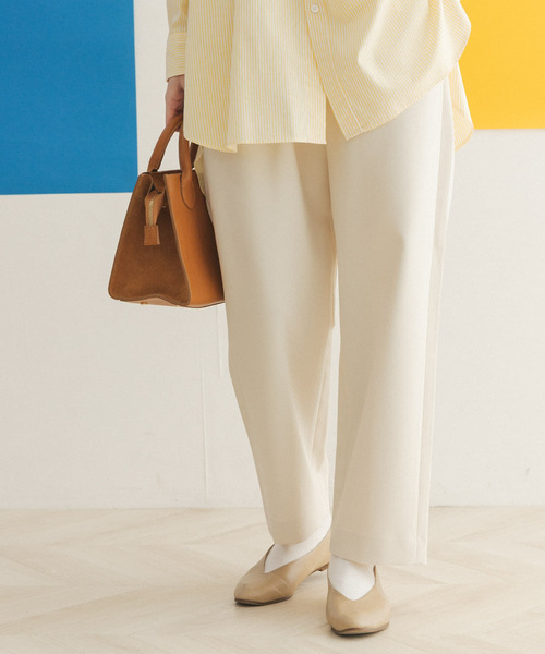 FORK&SPOON(フォークアンドスプーン)の「FORK&SPOON タックワイドパンツ(その他パンツ・レディース・アイボリー/ブルー・2/1)」の3枚目の写真