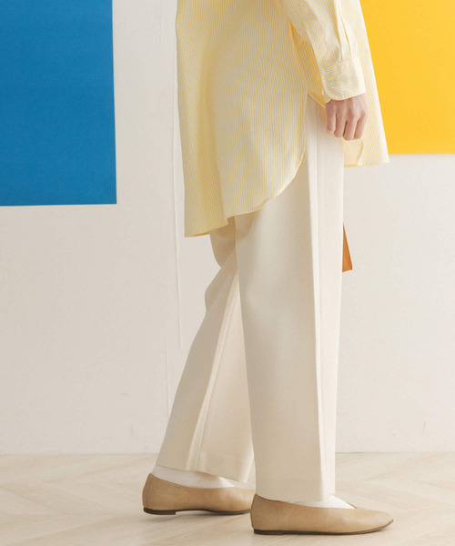 FORK&SPOON(フォークアンドスプーン)の「FORK&SPOON タックワイドパンツ(その他パンツ・レディース・アイボリー/ブルー・2/1)」の5枚目の写真