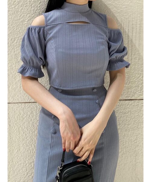 EATME（イートミー）の「2WAYショートリブTOP（セットアップ可能）（Tシャツ/カットソー・レディース・ブラック/ブルー/ベージュ・FREE）」の10枚目の写真