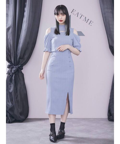 EATME（イートミー）の「2WAYショートリブTOP（セットアップ可能）（Tシャツ/カットソー・レディース・ブラック/ブルー/ベージュ・FREE）」の9枚目の写真