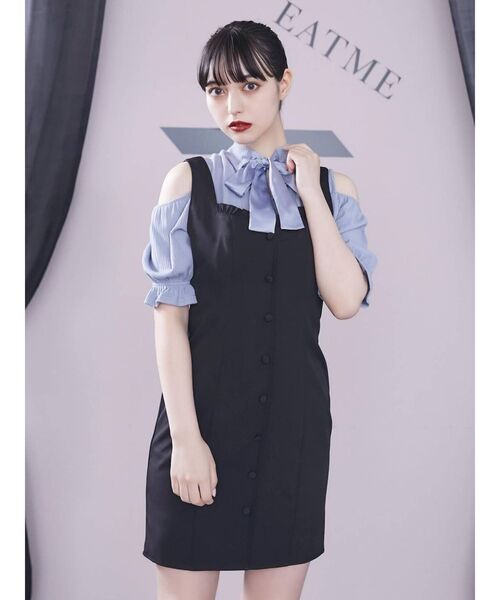 EATME（イートミー）の「2WAYショートリブTOP（セットアップ可能）（Tシャツ/カットソー・レディース・ブラック/ブルー/ベージュ・FREE）」の14枚目の写真