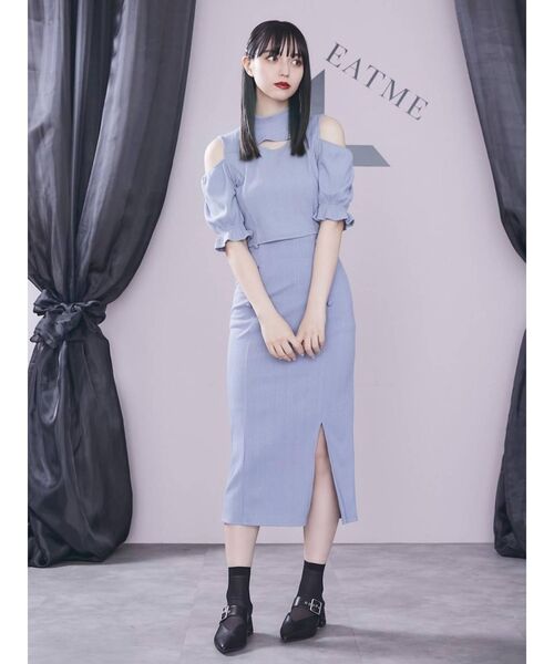 EATME（イートミー）の「2WAYショートリブTOP（セットアップ可能）（Tシャツ/カットソー・レディース・ブラック/ブルー/ベージュ・FREE）」の20枚目の写真