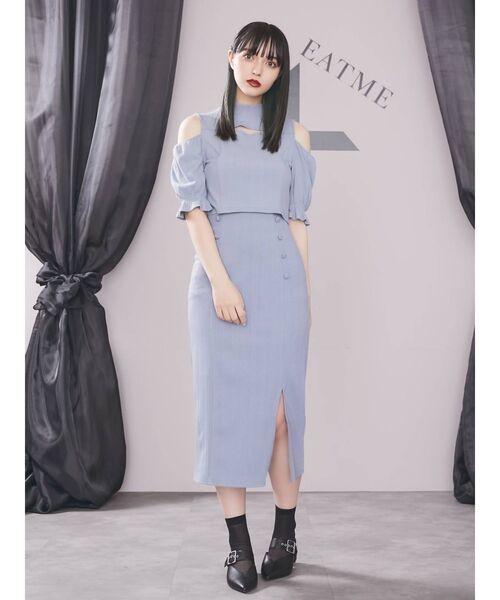 EATME（イートミー）の「2WAYショートリブTOP（セットアップ可能）（Tシャツ/カットソー・レディース・ブラック/ブルー/ベージュ・FREE）」の22枚目の写真