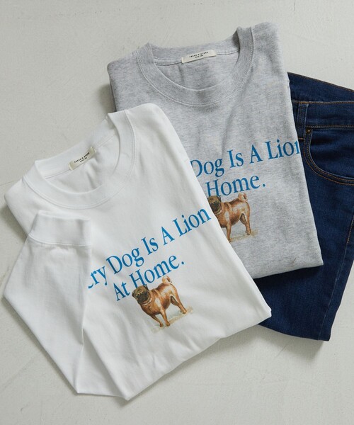 FREAK'S STORE(フリークスストア)の「DOG ARTロンT(Tシャツ/カットソー・レディース・ホワイト/チャコールグレー/ライトグレー/グレー/オフホワイト/ナチュラル・フリ-)」の6枚目の写真