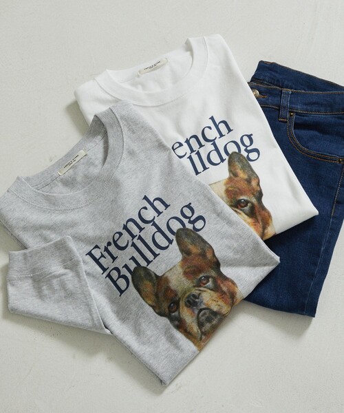 FREAK'S STORE(フリークスストア)の「DOG ARTロンT(Tシャツ/カットソー・レディース・ホワイト/チャコールグレー/ライトグレー/グレー/オフホワイト/ナチュラル・フリ-)」の16枚目の写真