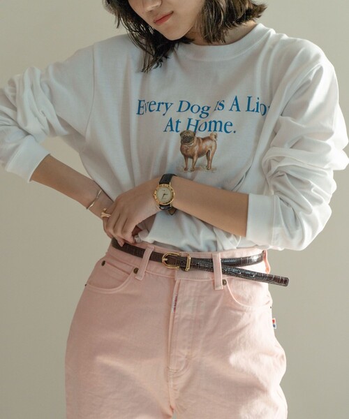 FREAK'S STORE(フリークスストア)の「DOG ARTロンT(Tシャツ/カットソー・レディース・ホワイト/チャコールグレー/ライトグレー/グレー/オフホワイト/ナチュラル・フリ-)」の21枚目の写真