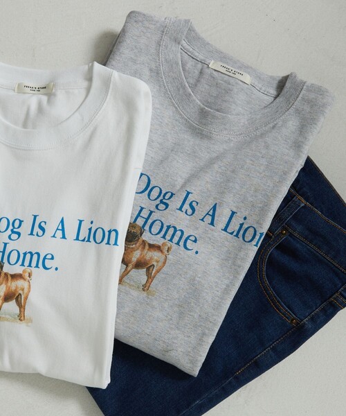 FREAK'S STORE(フリークスストア)の「DOG ARTロンT(Tシャツ/カットソー・レディース・ホワイト/チャコールグレー/ライトグレー/グレー/オフホワイト/ナチュラル・フリ-)」の9枚目の写真