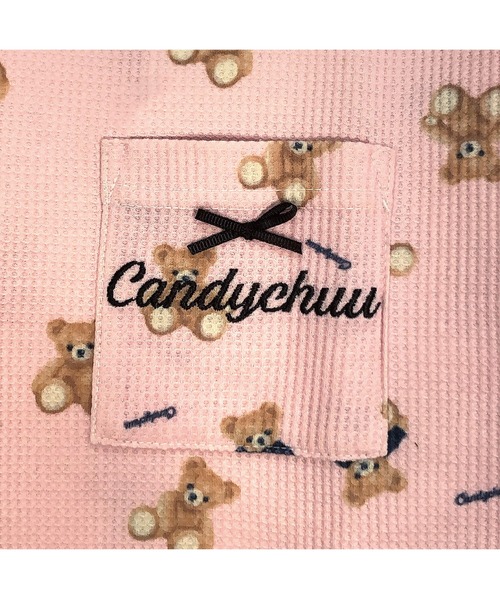 Candychuu（キャンディチュウ）の「クマ総柄ワッフルリラックスウェア（ルームウェア/パジャマ・キッズ・ピンク/イエロー・120/130/140/150/160）」の5枚目の写真