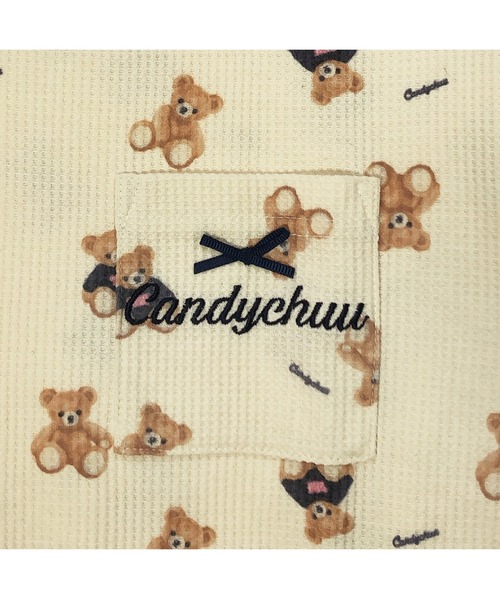 Candychuu（キャンディチュウ）の「クマ総柄ワッフルリラックスウェア（ルームウェア/パジャマ・キッズ・ピンク/イエロー・120/130/140/150/160）」の11枚目の写真