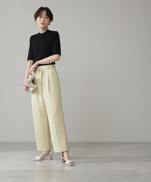 N.（N. Natural Beauty Basic）（エヌエヌナチュラルビューティーベーシック）の「◆総針ボトルネック五分袖ニット（ニット/セーター・レディース・ブラック/チャコールグレー/クリーム/ライトグリーン/ブルー/パープル・MEDIUM）」の21枚目の写真