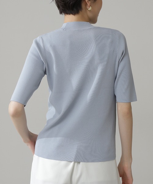 N.（N. Natural Beauty Basic）（エヌエヌナチュラルビューティーベーシック）の「◆総針ボトルネック五分袖ニット（ニット/セーター・レディース・ブラック/チャコールグレー/クリーム/ライトグリーン/ブルー/パープル・MEDIUM）」の12枚目の写真